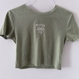 Grayson Threads Olive Ribbed Crop Top